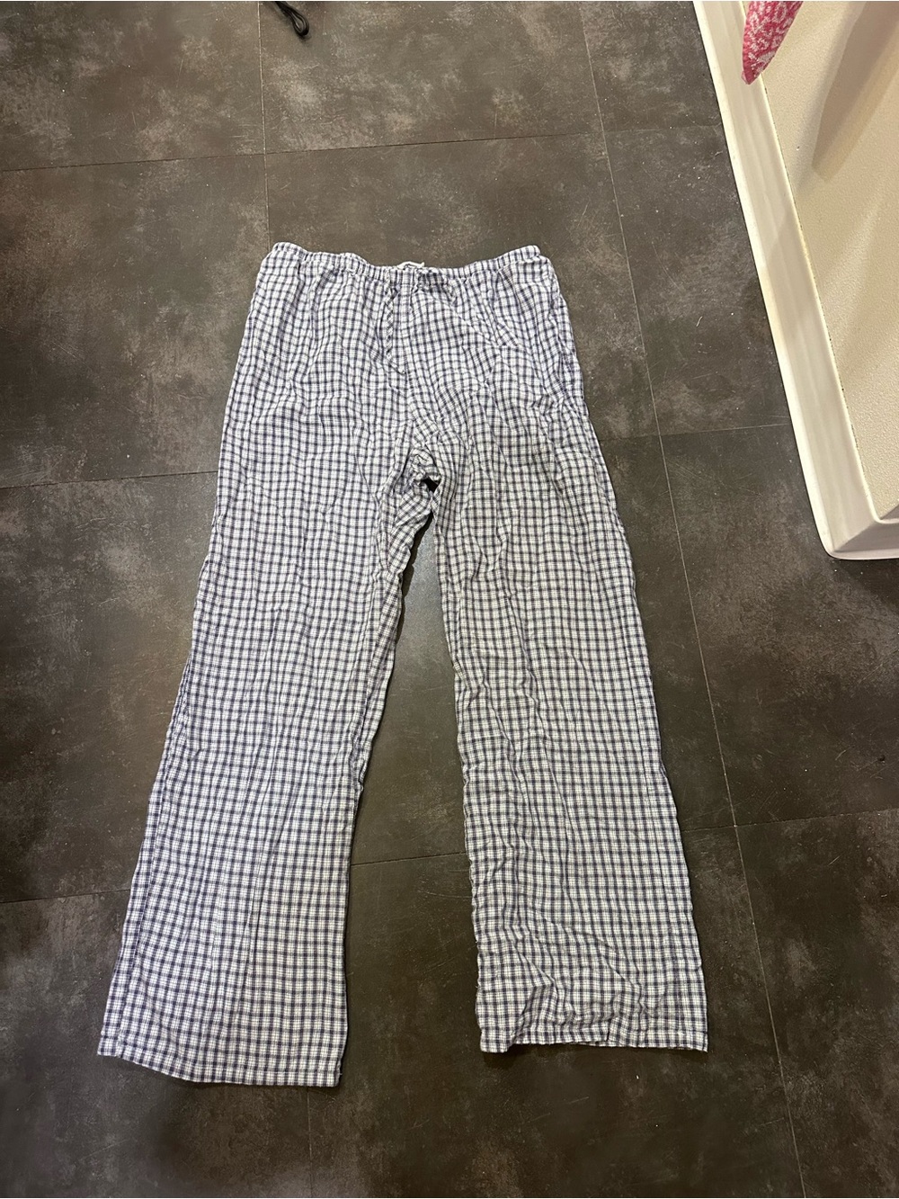 Brandy Melville Blue & White Straight Leg Checked Pants